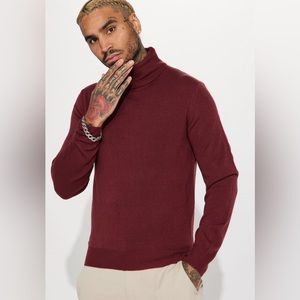 Burgundy men’s turtleneck sweater